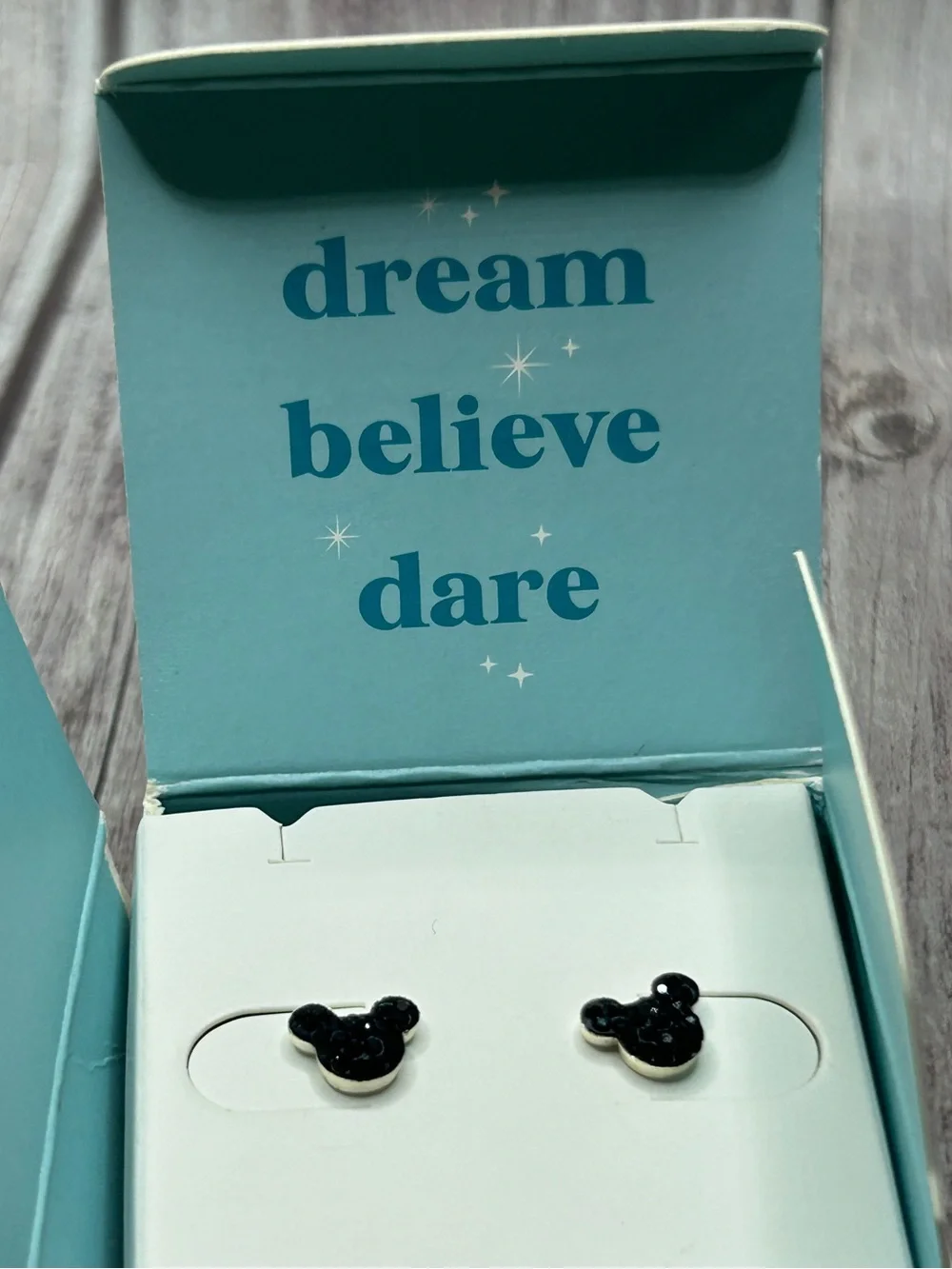 NIB DISNEY Mickey Mouse Black Crystal Stud Earrings NEW
